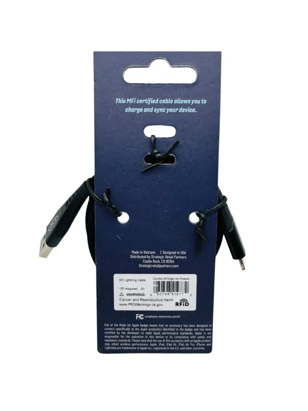 Solaray MFi Fast Charging 3ft Cable iPhone iPad USB Charging Sync Cord Black